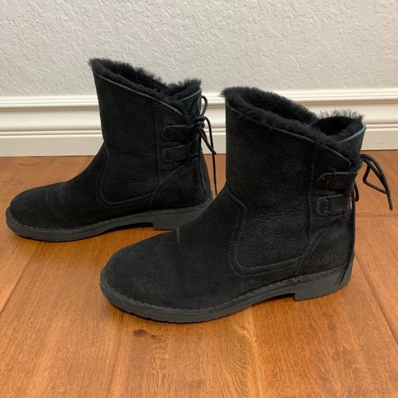 UGG Naiyah Suede Booties Black Womens Size 7 Shearling - Picture 9 of 13
